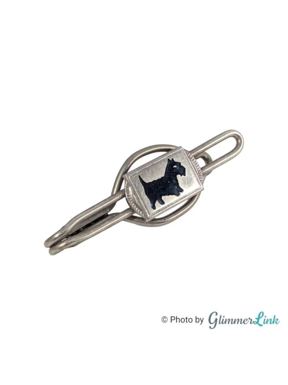 Vintage Junior Scottie Dog Original Card Silver Tone Tie Clip Collar Clip Set